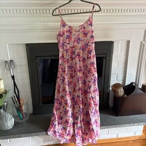 LoveShackFancy Pink and Purple Floral Dress